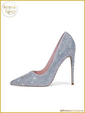 Women's Pointed Toe Stiletto Heels with Rhinestones - Glitter Sparkly Prom
